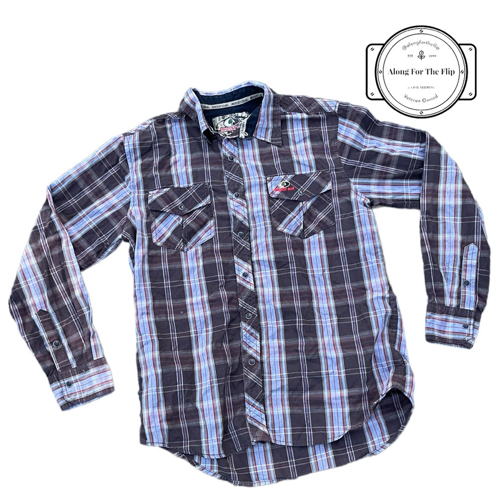 Mossy Oak Snap Button Down Long Sleeve Plaid Shirt